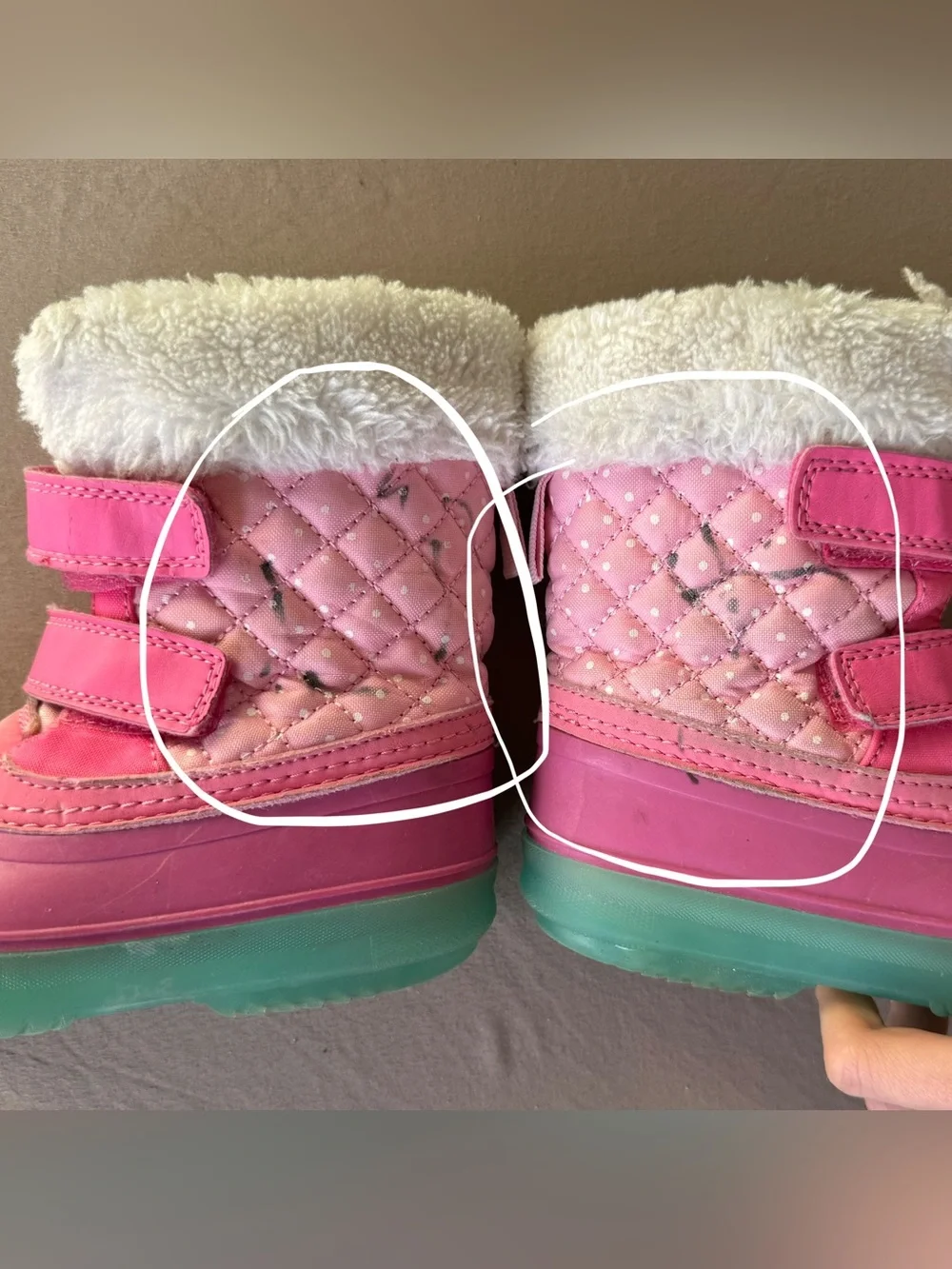 Carters Faux Fur Quilted Pink Snow Boots